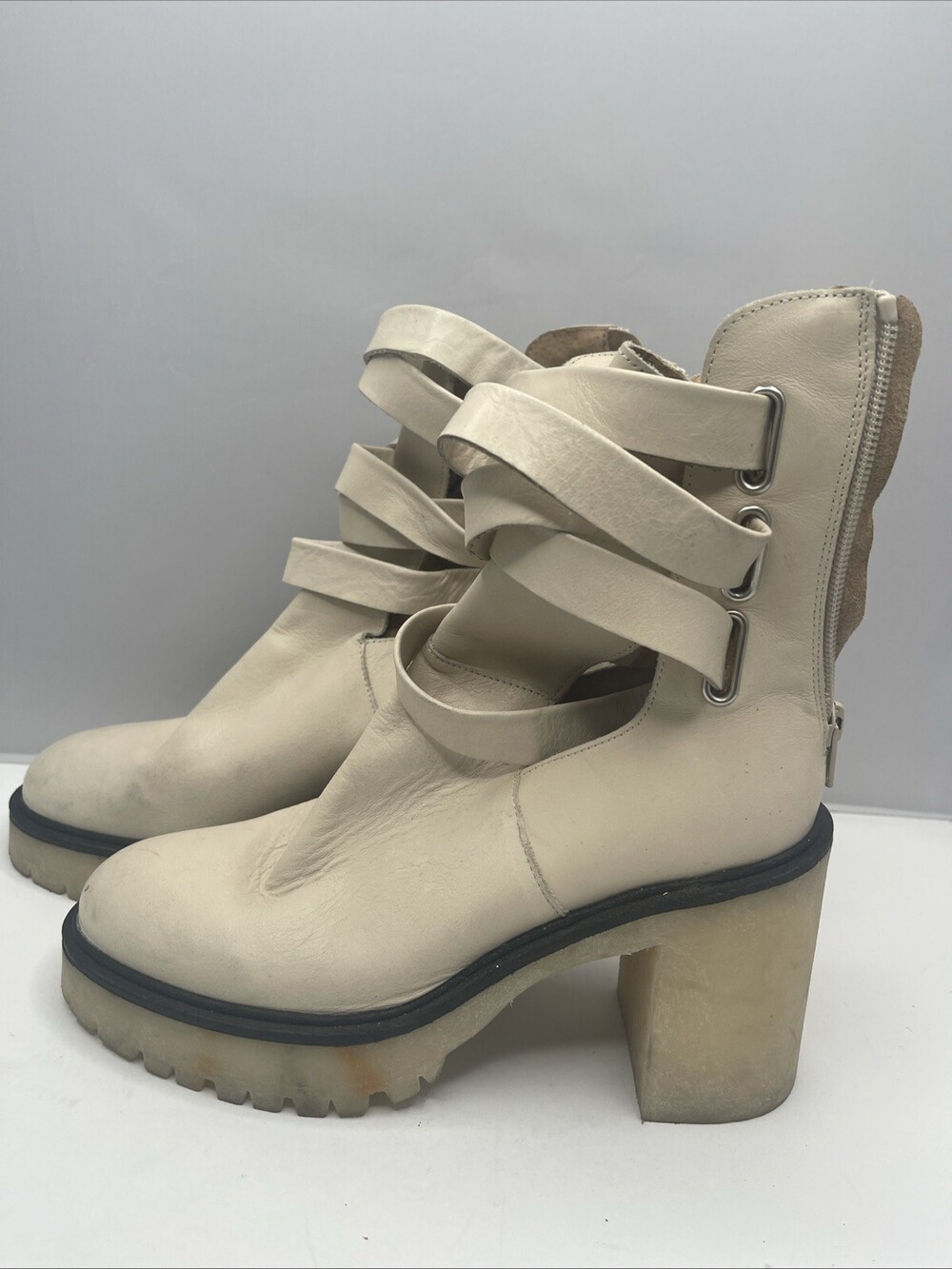 New Free People Jesse Cutout Boots Size 38.5 USA 7.5M MSRP: $198 Leather